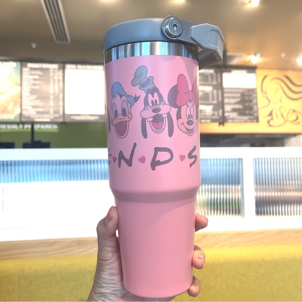 Disney Mickey Friends pink 30 oz Leakproof tumbler with hand carry handle. Brand - Picture 3 of 7